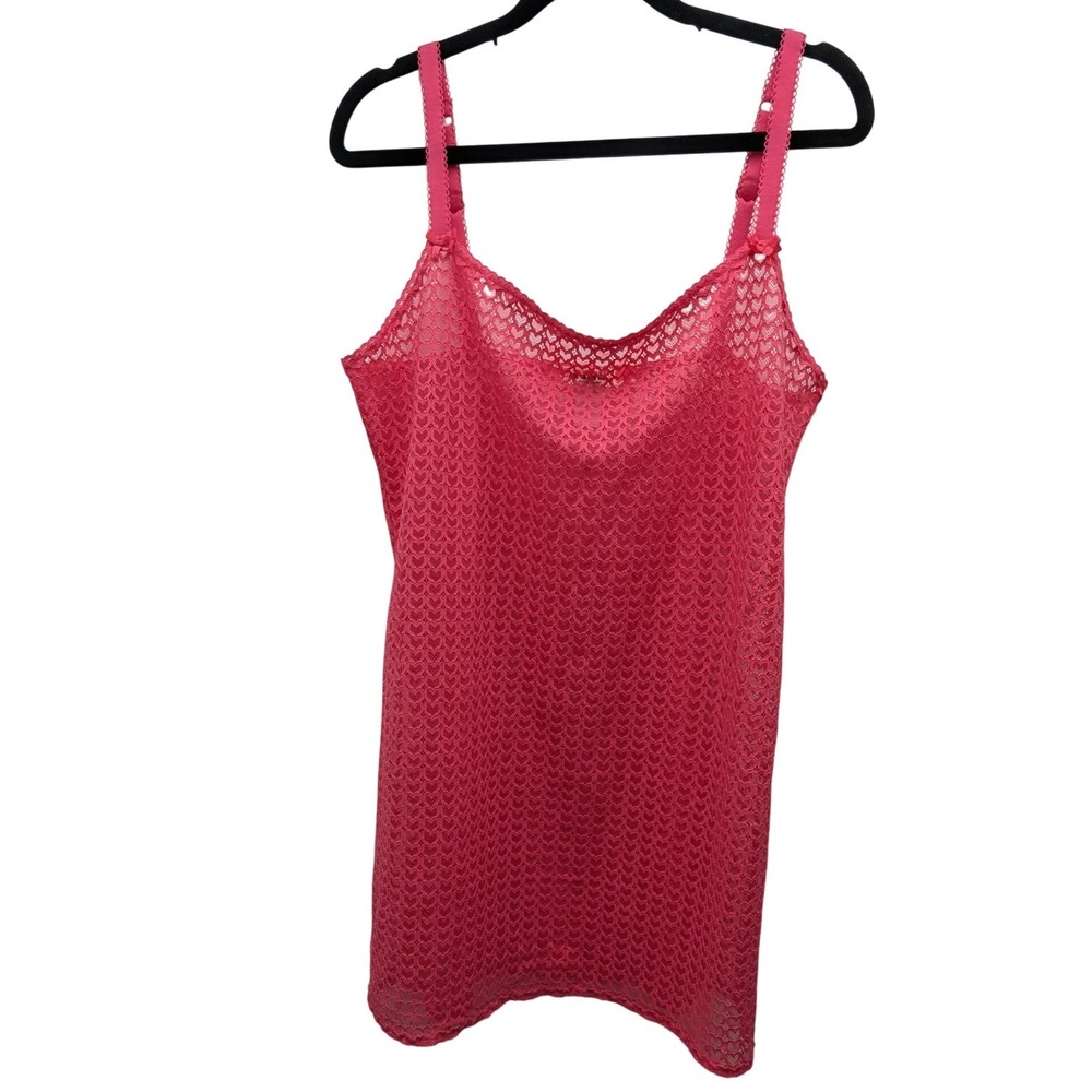PINK Victoria's Secret Lace Slip Dress Womens‎ XL Pink Heart Pattern Mini
